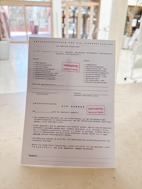 Sperrmüll Doppelkarte