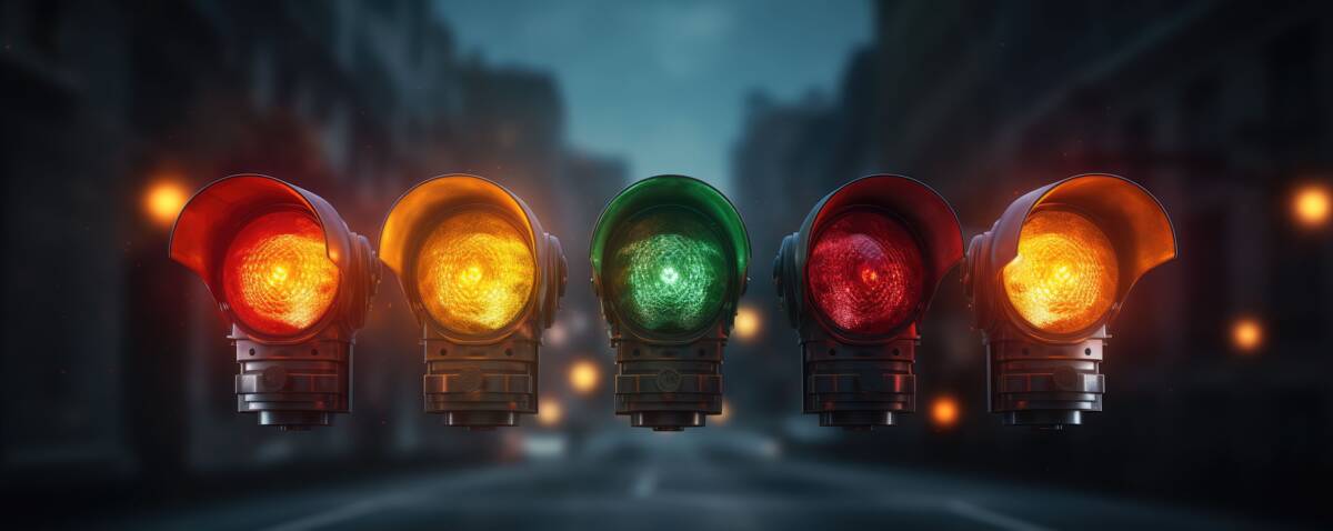 Ampelanalge zum Hinweis auf bundesweiten Warntag